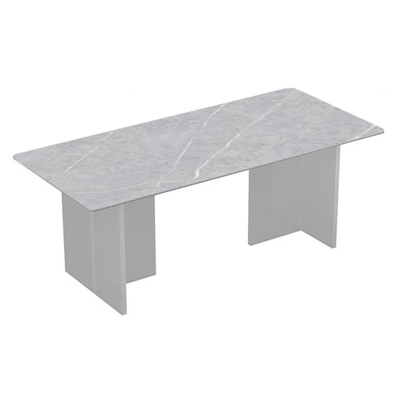 Mesa de comedor de estilo moderno Mesa de doble pedestal de piedra sinterizada para la cocina