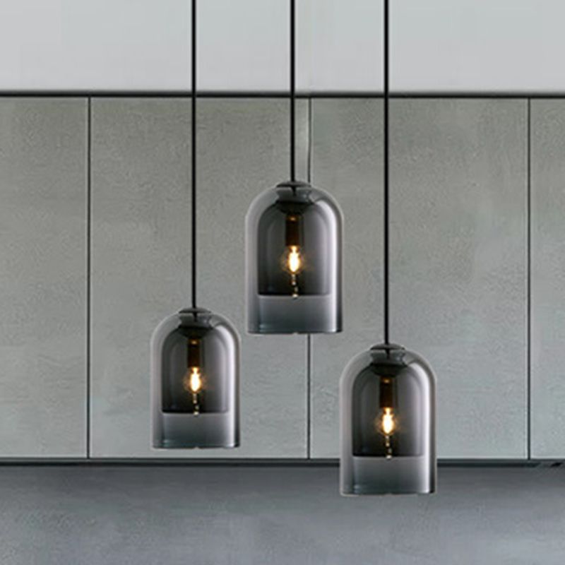 Vetro a forma di campana mini appeso leggero in stile post-moderno minimalismo lampada a sospensione per bar