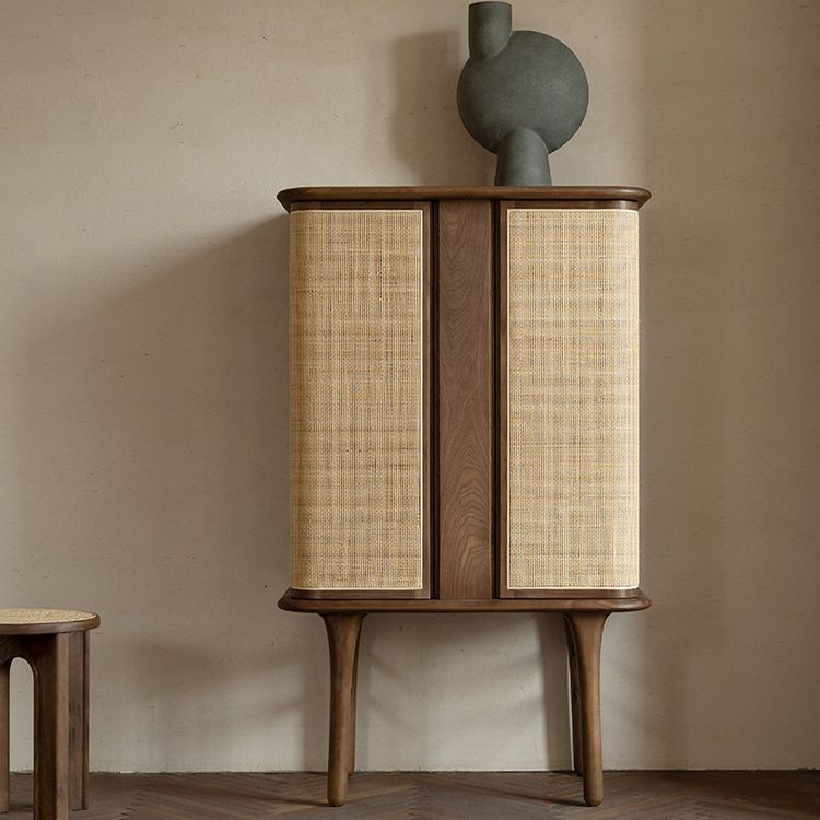Contemporary Rectangle Storage Cabinet Natural Finish Accent Cabinet