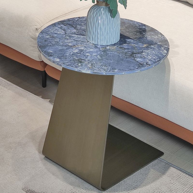 Contemporary C Round Stone Side Table, Dia 15.7"/17.7"/19.7"