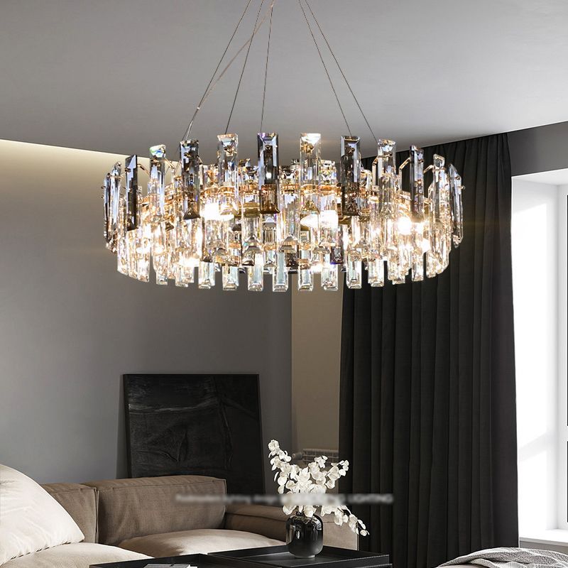 Contemporary Style Geometry Shape Island Lights Crystal Island Lighting in Grey