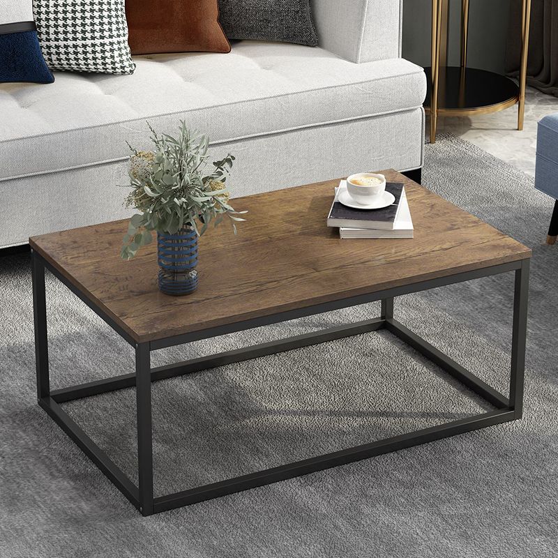 Modern Rectangular Steel Frame Coffee Table  Black Cocktail Table