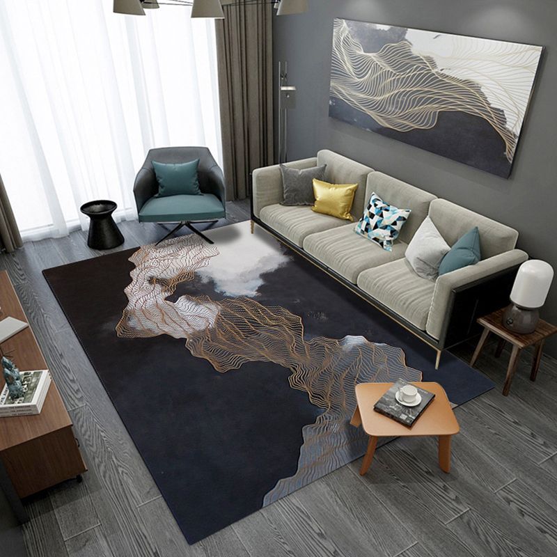 Artistic Geometric Abstract Line Rug Multicolor Modern Carpet Synthetics Anti-Slip Backing Pet-Friendly Rug for Great Room