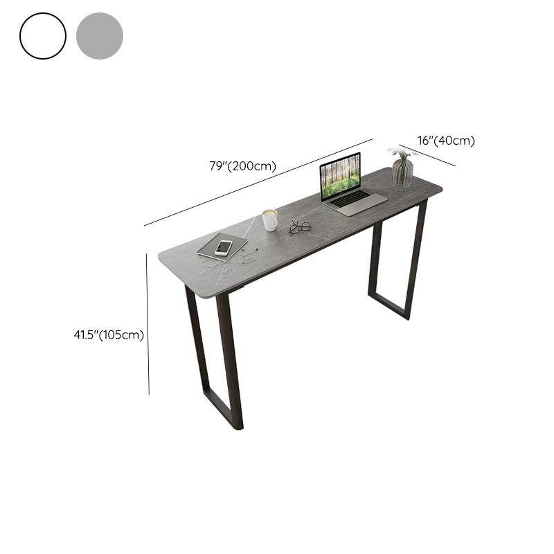 Modern Sintered Stone Top Rectangle Sled Bar Dining Table with Metal Base