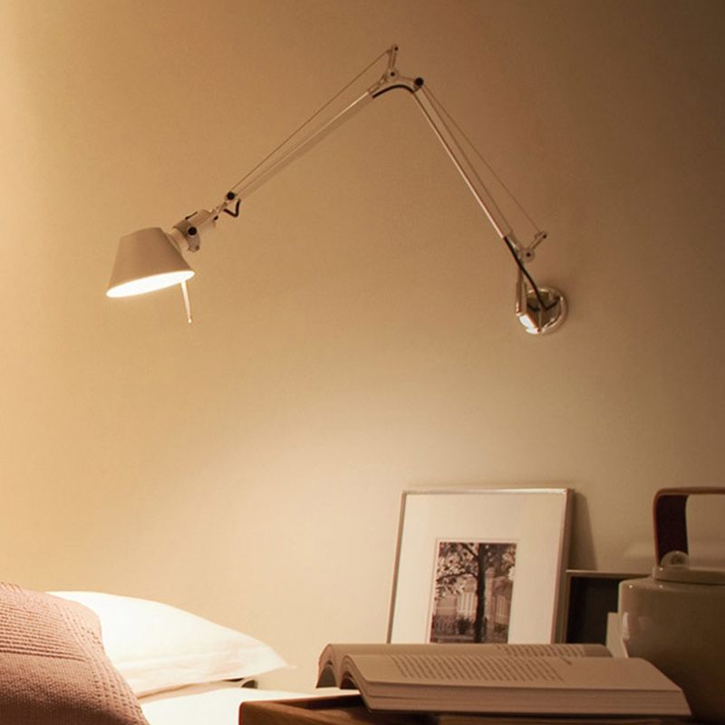 Swing Arm Wall Sconce Modernist Metal Wall Light Fixture for Bedroom