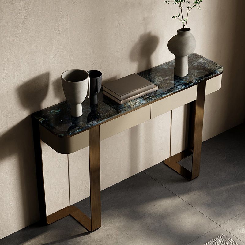 Modern Console Accent Table with Stainless Steel Bracket for Hall