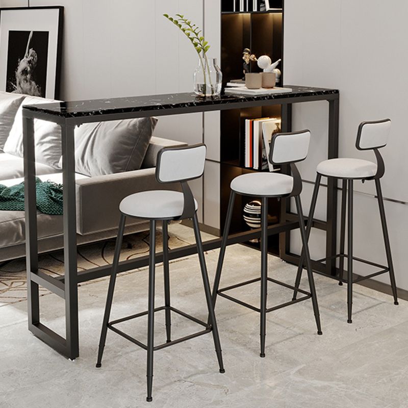 Stone Bar Dining Table Modern Rectangle Bar Table with Trestle Pedestal for Dining Room