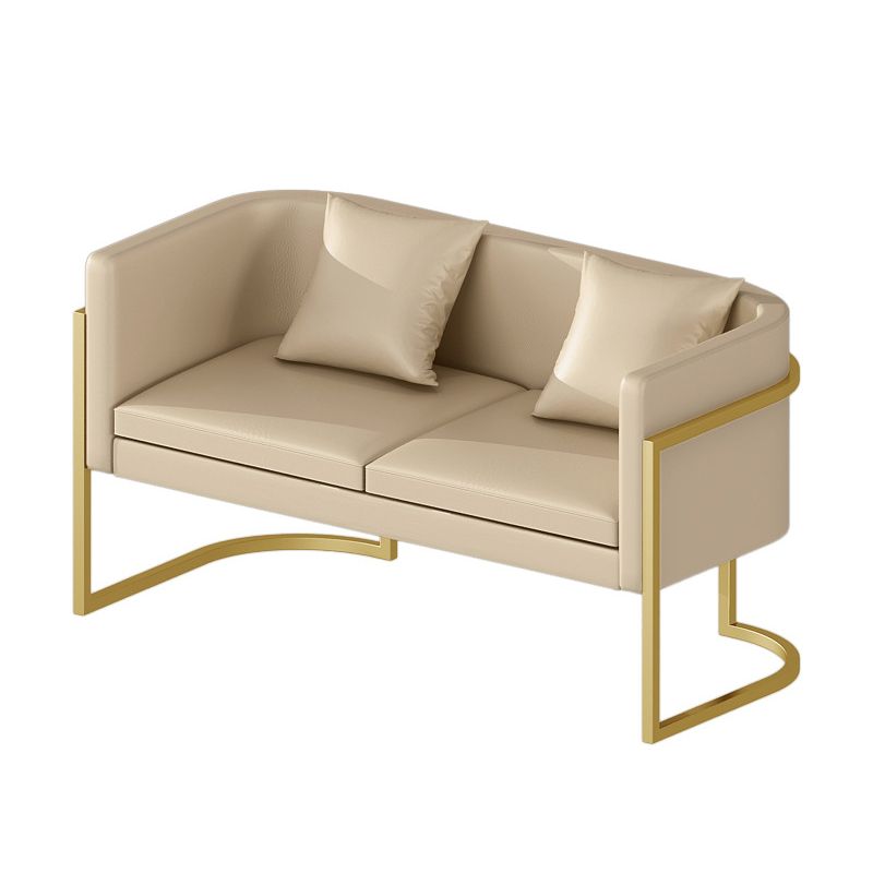Modern Tuxedo Arm Sofa in Gray/White/Green, Leather Sofa with Pillow