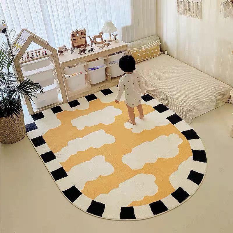 White Clouds Rug Polyester Simple Rug Non-Slip Backing Rug for Home Decoration