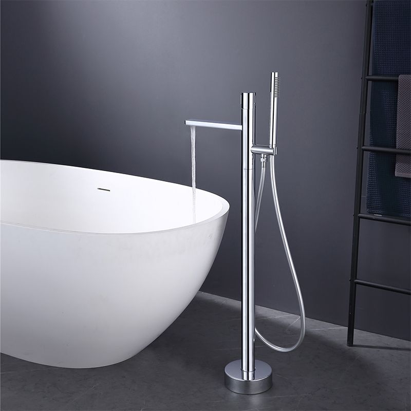 Floor Mounted Metal Freestanding Tub Filler Swivel Nickel Freestanding Faucet