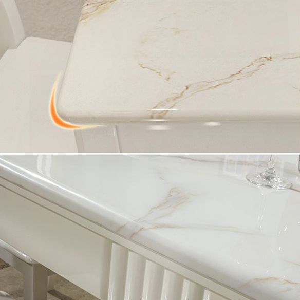 Set da pranzo in marmo in stile contemporaneo con tavolo fisso bianco e base a 4 gambe per uso domestico