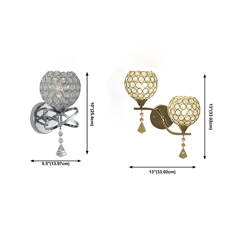 Globe Wall Mount Light Fixture Modern Wall Mounted Lighting with Clear Crystal Shade