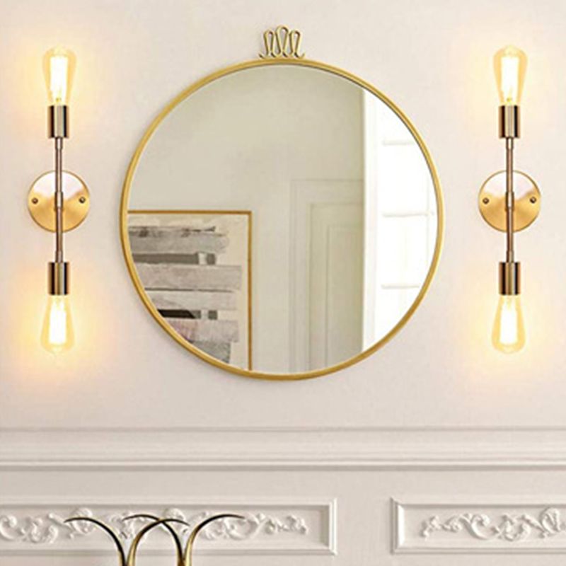 Modern Metal Wall Sconce Cylinder Shape Vanity Lamp for Bathroom in Gold