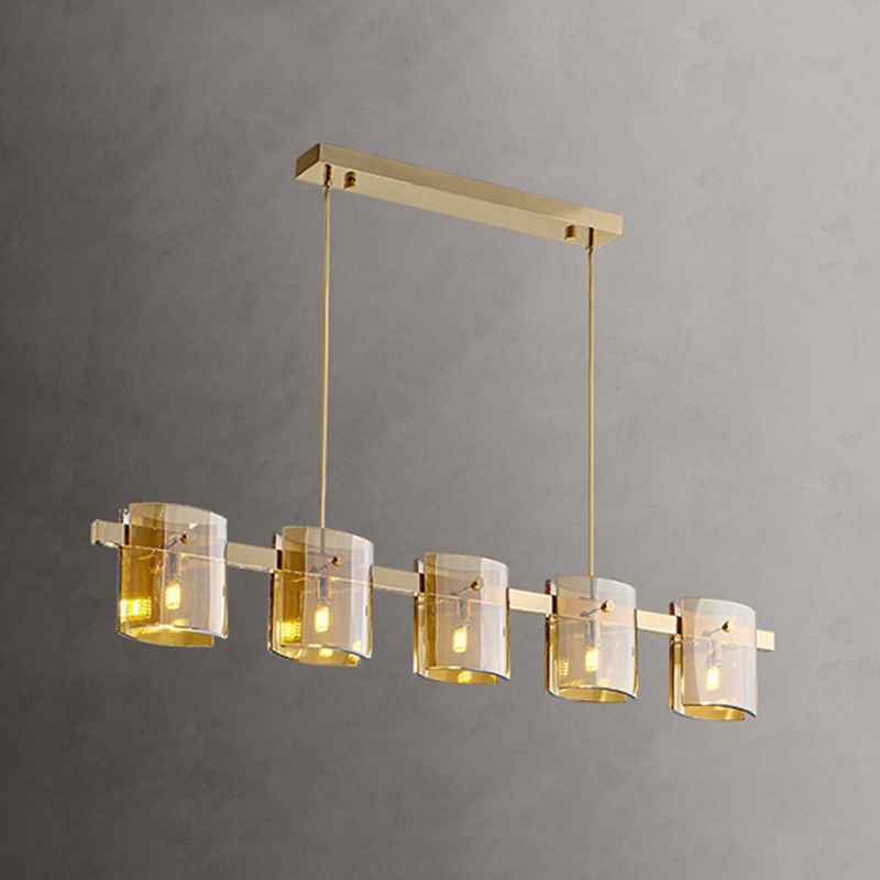 Minimalism Island Light Glass 5 Head Pendant Lighting Fixtures for Dining Room