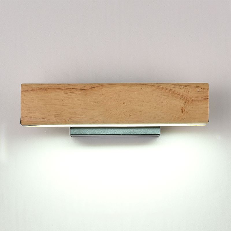 1 Light Rectangle Wall Mounted Lamps Modern Style Wood Wall Lamps