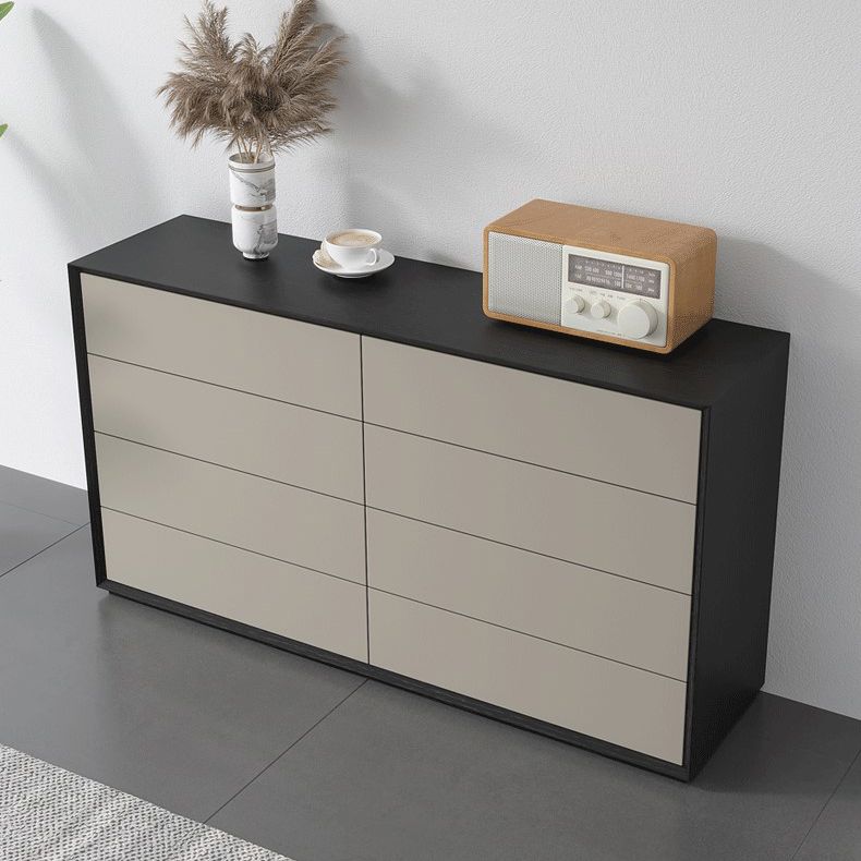 Contemporary Wood Double Dresser Horizontal Storage Chest Dresser for Bedroom