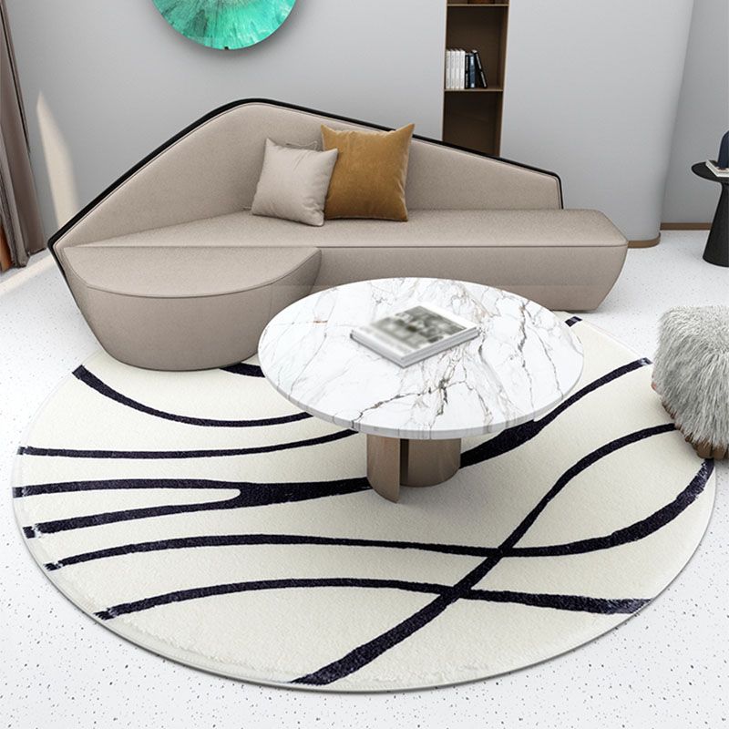 Stylish Modern Area Carpet Color-Blocked Polyester Area Rug Anti-Slip Washable Rug for Living Room