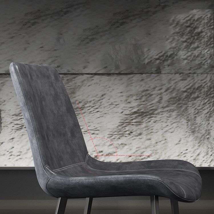 Leather Dining Chairs Industrial Design Solid Back Arm Side Chairs for Kitchen