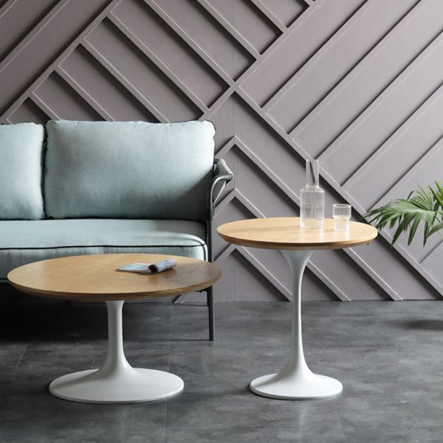 Pedestal redondo Mesa de comedor informal Mesa fija con madera maciza