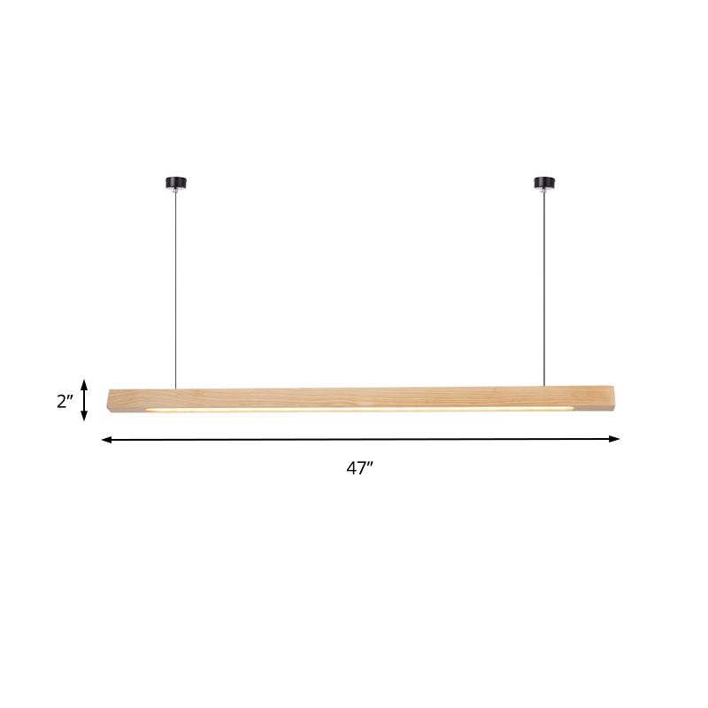 Led eetkamer kroonluchter lamp modernisme beige suspensie licht met rechthoekige houten schaduw