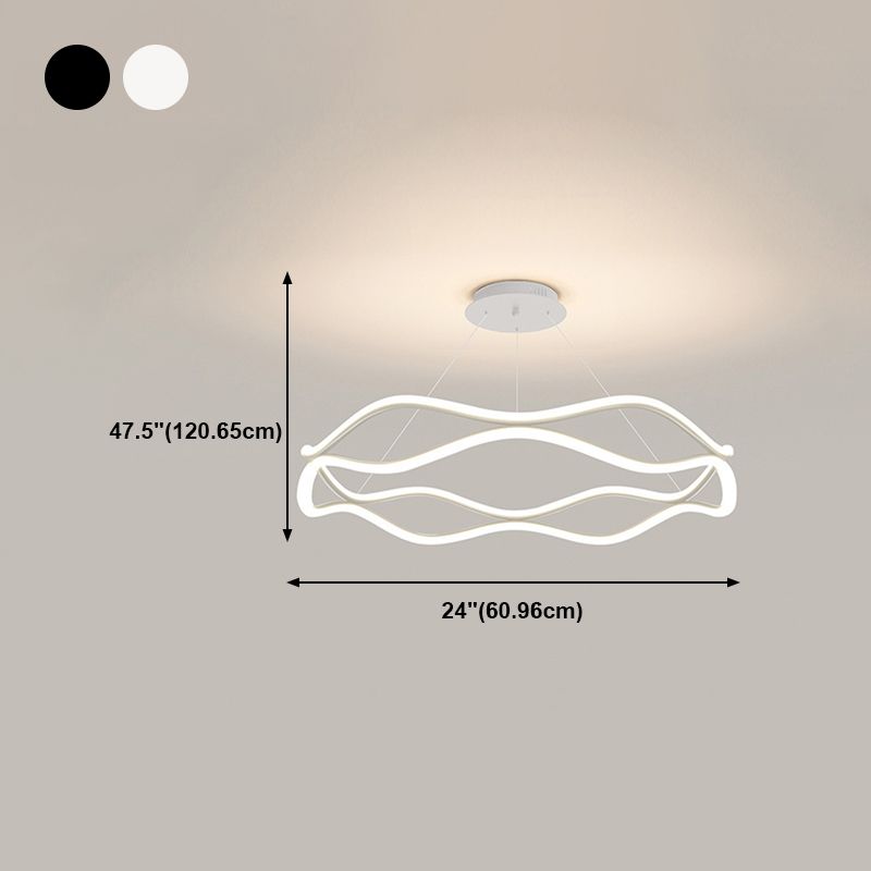 Linear Shape Metal Pendant Light Fixtures Modern Style 2-Light Hanging Light Fixtures