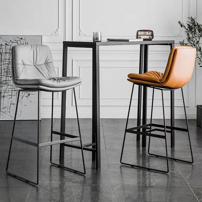 Glam Metal Counter Height Stool with Cushion Bar Stool for Indoor