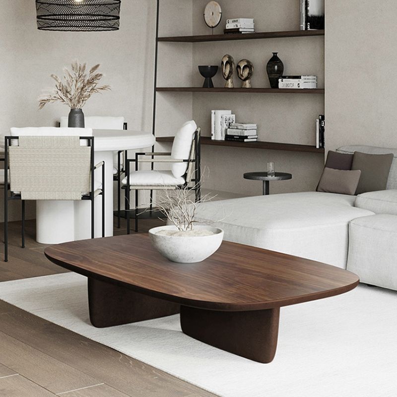 17"H Contemporary Coffee Table Black Solid Wood Coffee Cocktail Table