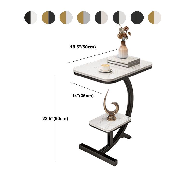 Minimalist Abstract End Table Rectangular Side Table with Storage