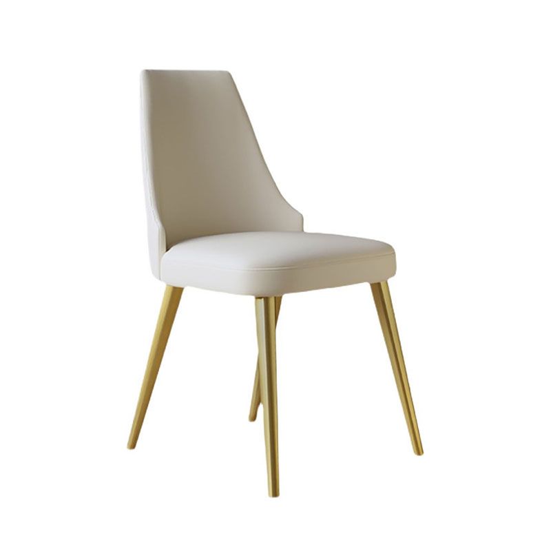 Scandinavian Armless Solid Back Chair for Home Leather Dining Side Chair