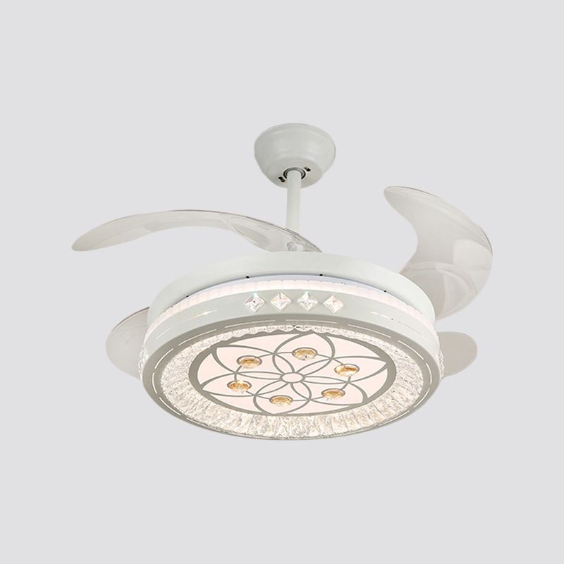 Simpulla Light a fiiling semifulò da 19 "Luce a filo rotondo a sospensione con tonalità acrilica, 4 lame