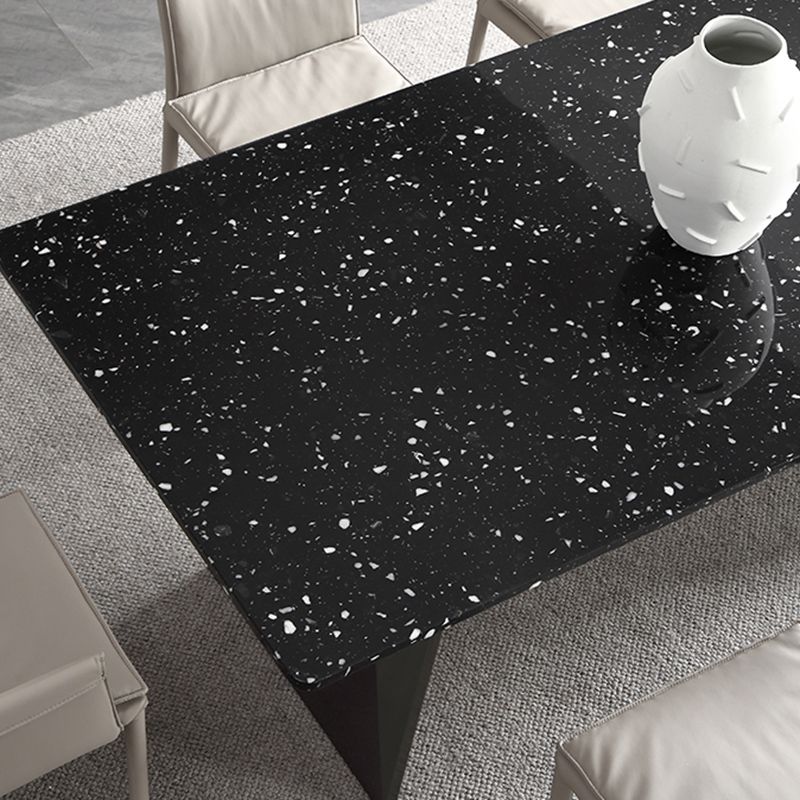 Black Stone Dining Table Set 1/2/4/5/7 Pieces Metal Modern Dinette Set