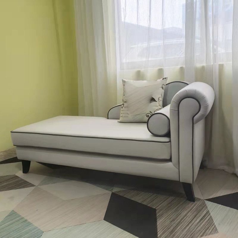 Farmhouse Style Chaise Solid Color Chaise Lounge with Rolled Arms