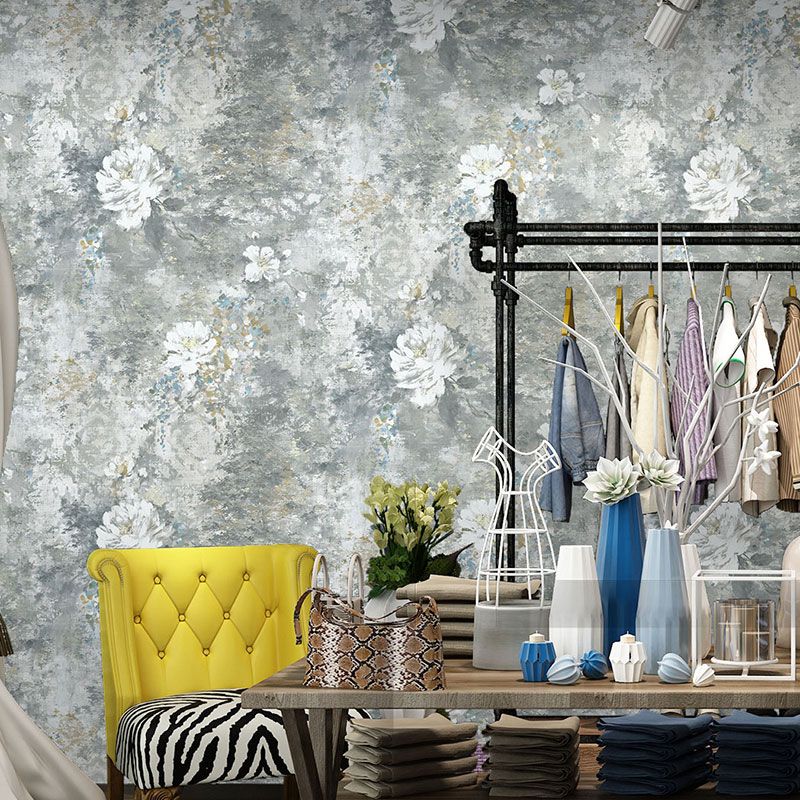 Retro Watercolors of Flower Wallpaper Roll for Accent Wall, Neutral Color, 57.1 sq ft.