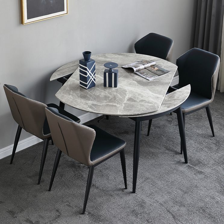 Extendable Dining Table Set 1/4/5/7 Pieces with Metal Base Kitchen Furniture Set