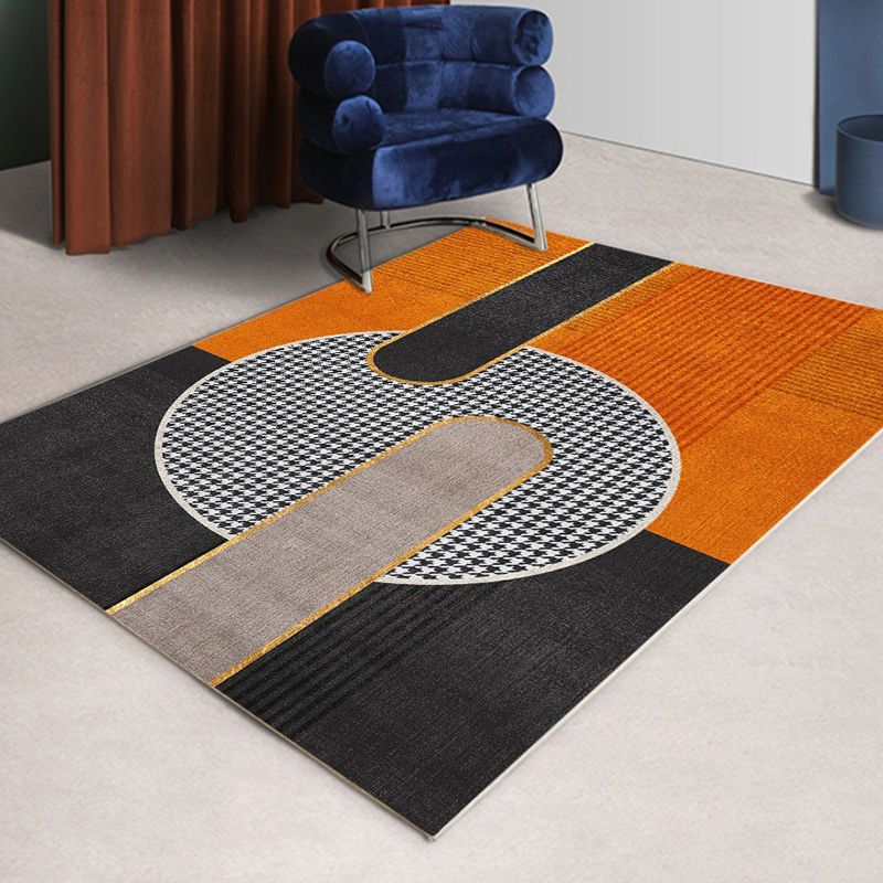 Modern Indoor Rug Leisure Houndstooth Print Polyester Area Rug Stain Resistant Carpet for Home Decor