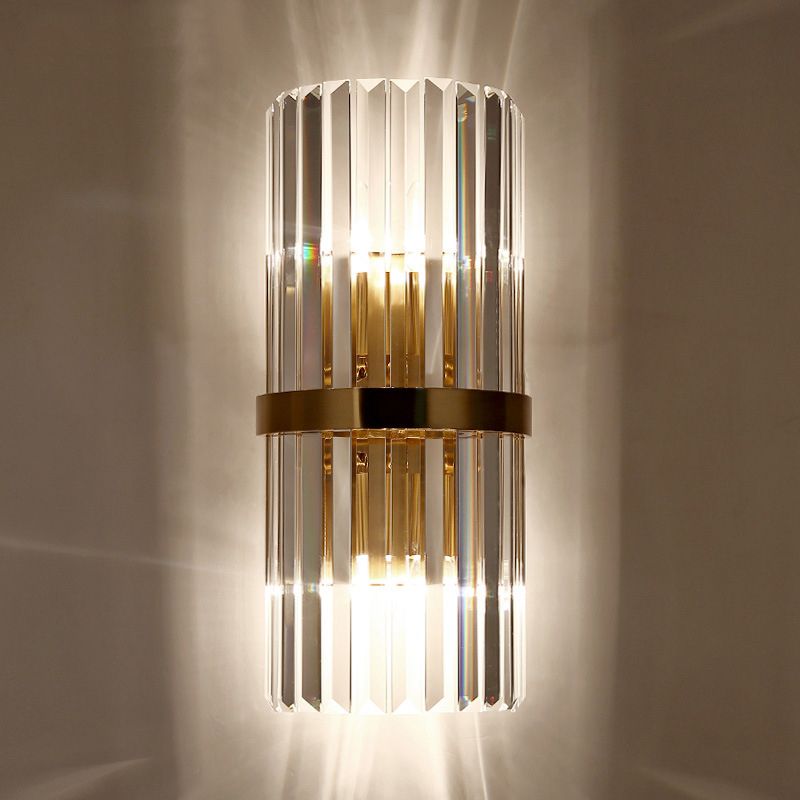 Luce murale cilindrica cristallina nella moderna lampada da parete a 2 luci di elettroplate in stile creativo
