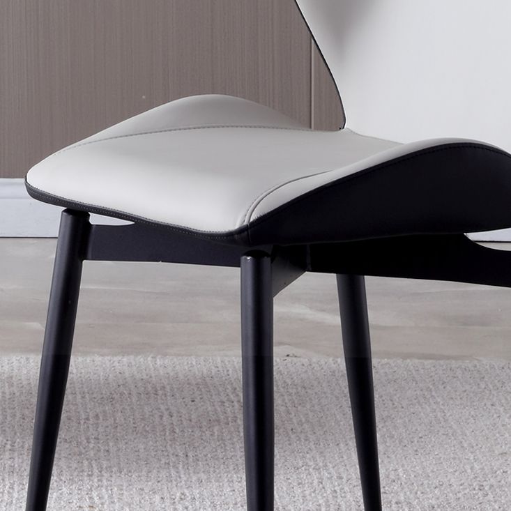 Contemporary Kitchen Dining Side Chair Wingback Parsons Chair with Carbon Steel Legs
