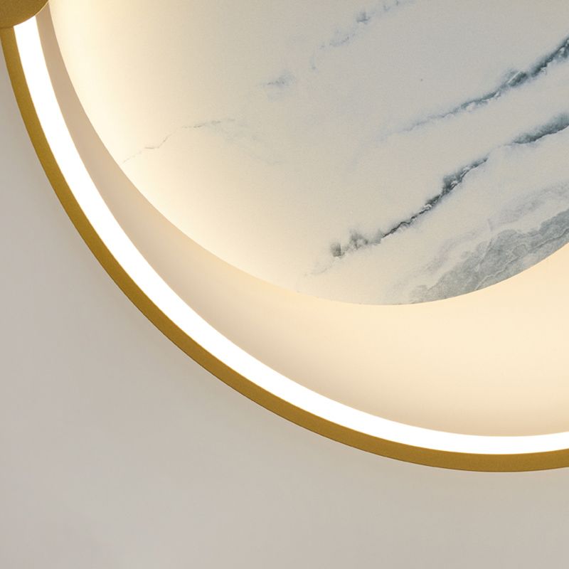 Round Shape Metal Wall Mounted Light Fixture Modern Style 1 Light Wall Light