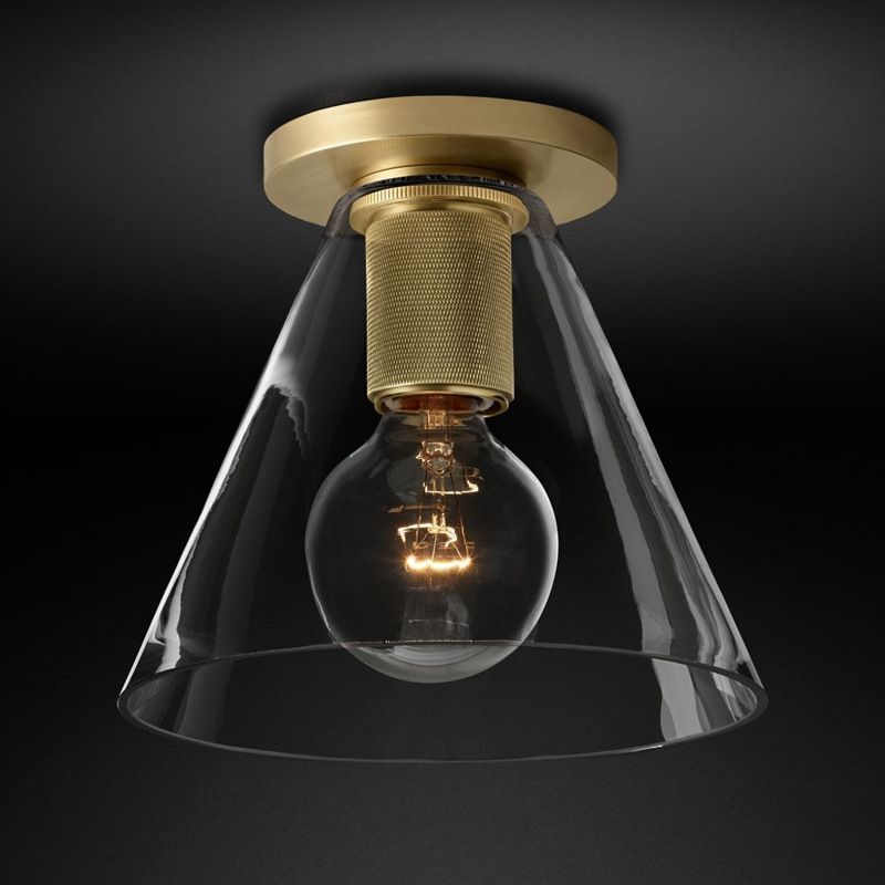 Globe/cône/cylindre/trompette en verre plafonnier suspendu moderne 1 lumière éclairage encastré en laiton pour balcon