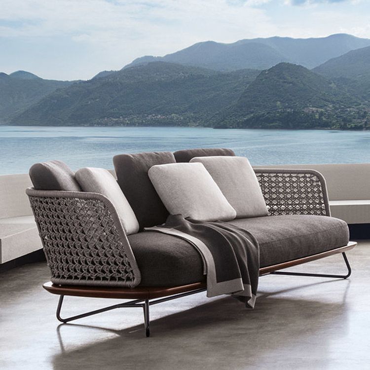 Industrial Metal Patio Sofa Fabric Outdoor Patio Sofa with Cushions