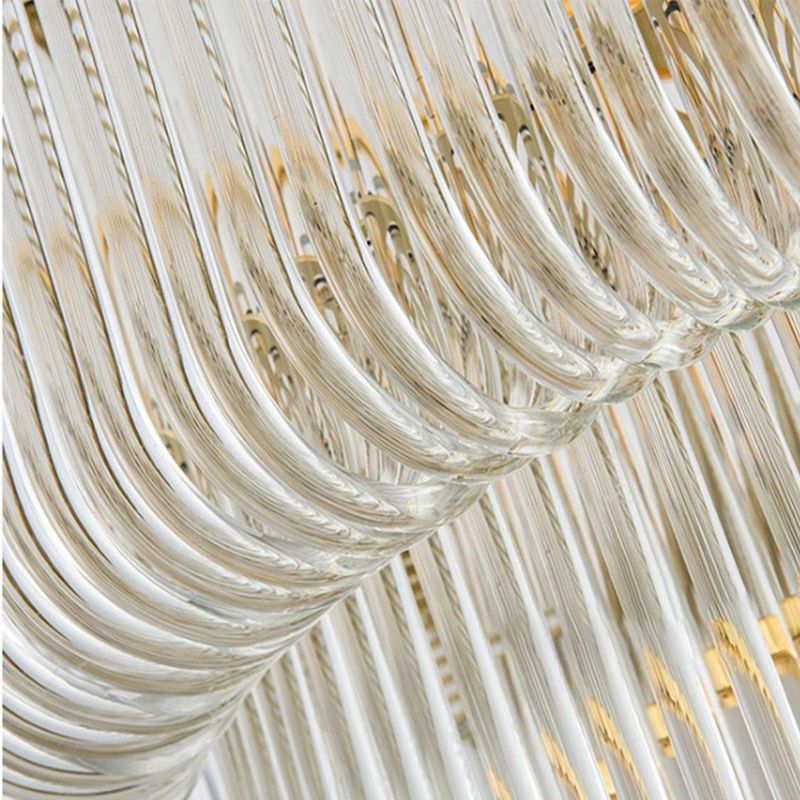 Geriffelte Kristall 2 Schichten hängende hängende leichte postmoderne 8 köpfe Wohnzimmer Kronleuchter Beleuchtung in Gold