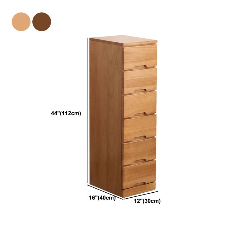 44" Tall Wooden 6-Drawer Accent Chest Square Top without Handle Cabinet
