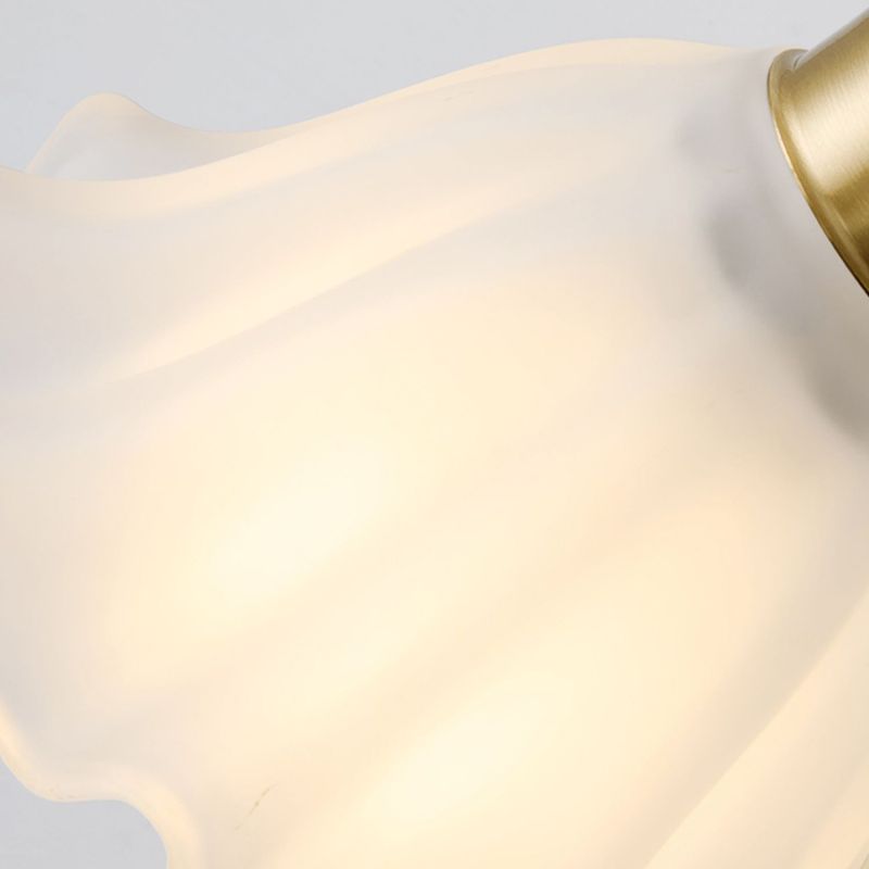 Modern Metal Wall Sconce Flower Shape Wall Light with Glass Shade for Bedroom in Gold