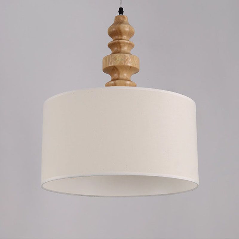 1 lichte plafond hanglamp klassieke trommel witte stof hangende lamp voor restaurant, 16 "breed