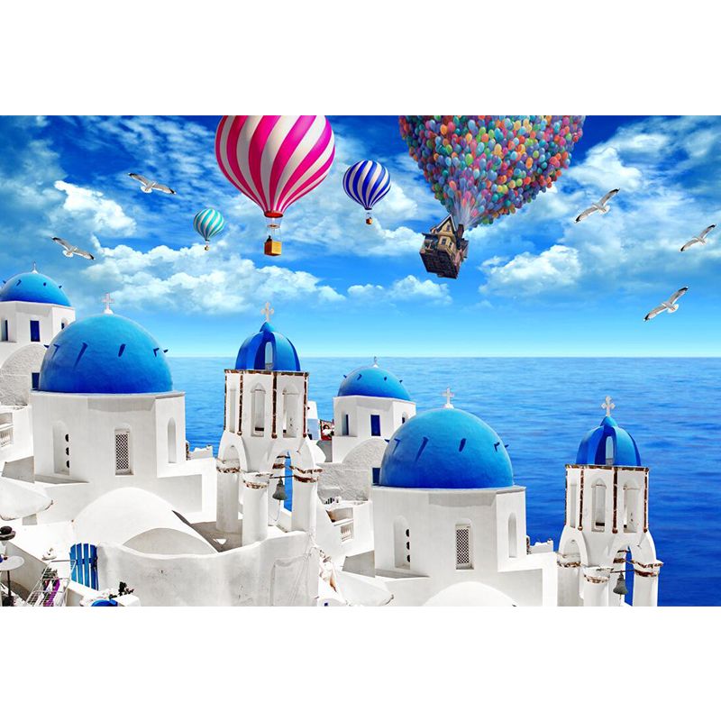 Balloon and Castle Mural Wallpaper Natural Scene Wall Covering, Custom Size Available
