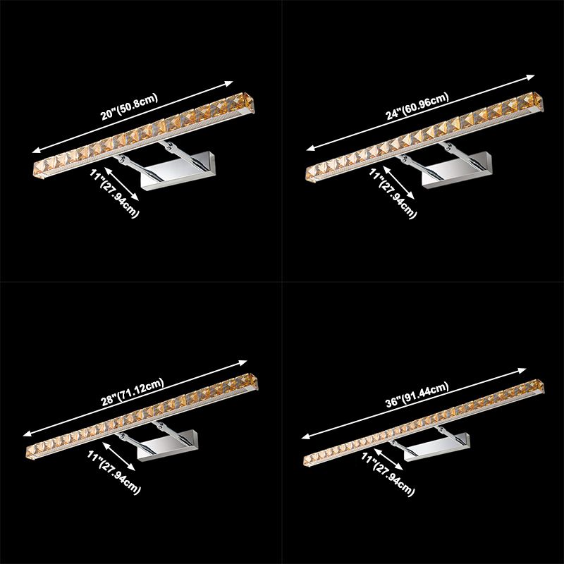Modern Stainless Steel Vanity Mirror Light Bathroom Gold Vanity Sconce Light with Crystal