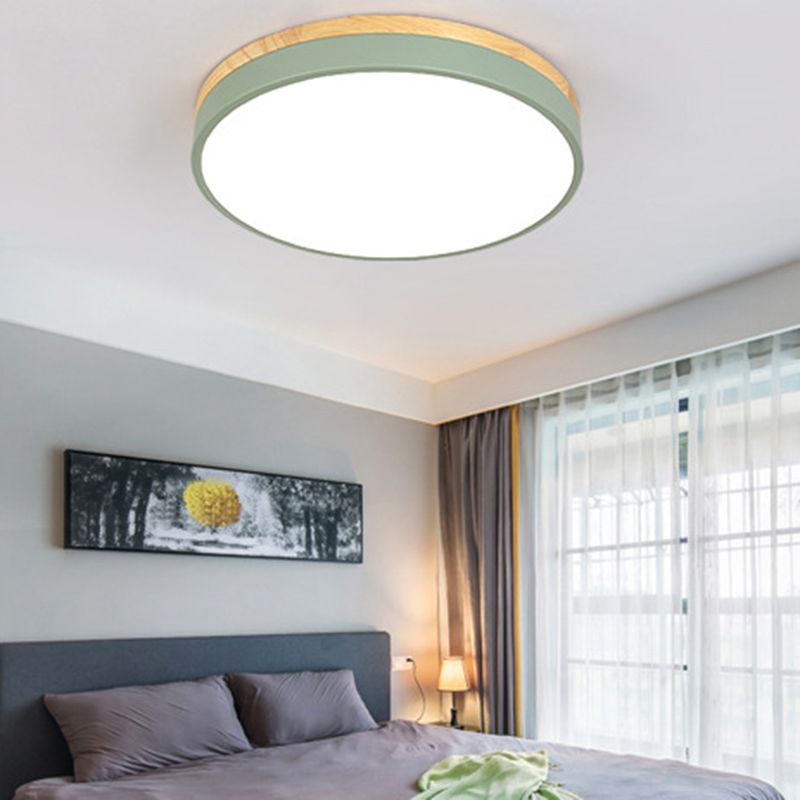 Plafonnier encastré à 1 lumière à abat-jour rond, de style simple et moderne
