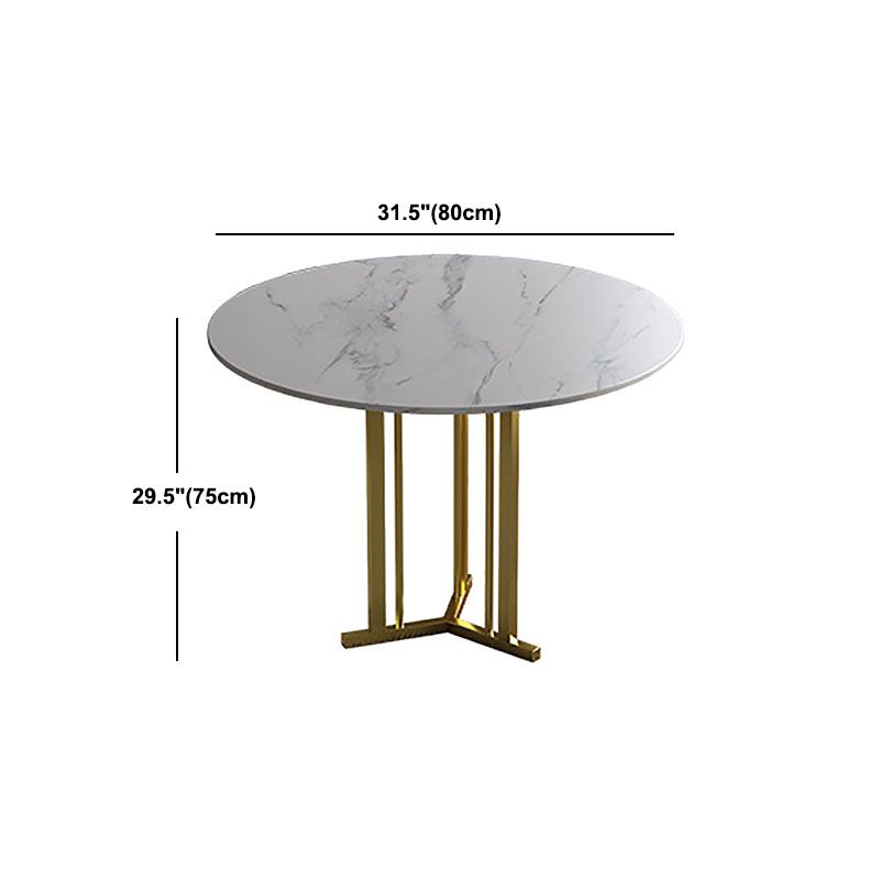 Stone Top Dining Table Contemporary Dining Table with Gold Pedestal Base