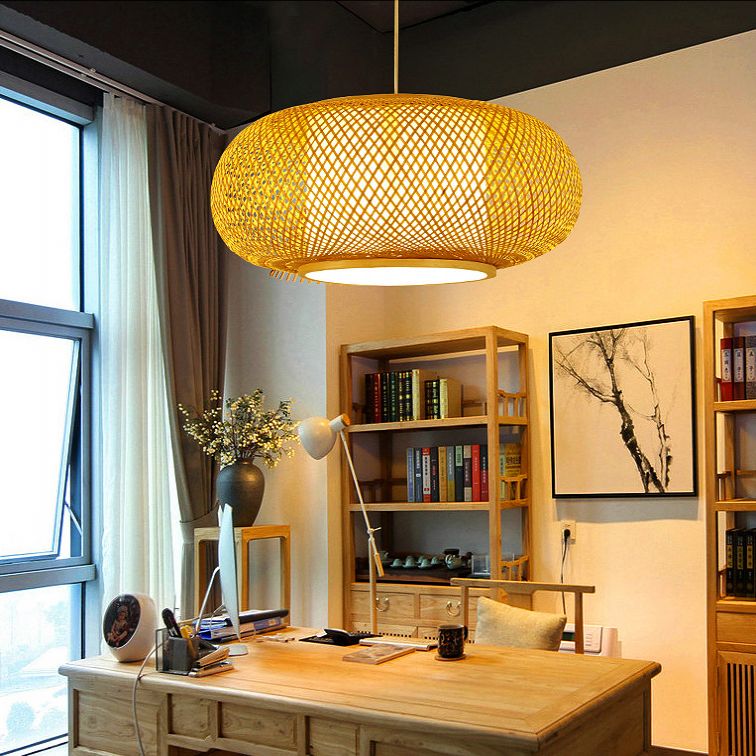 Stile asiatico in tema a mano Bamboo Lampada sospesa Lanterne a forma di lampadina a forma di lampadina per ristorante
