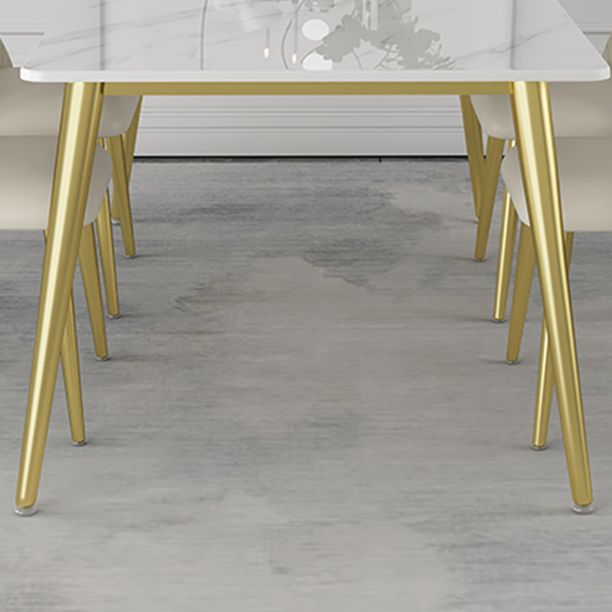 Glam 1/5/6/7 Pieces Dinette Set with White Sintered Stone Top Rectangle Dining Table Set